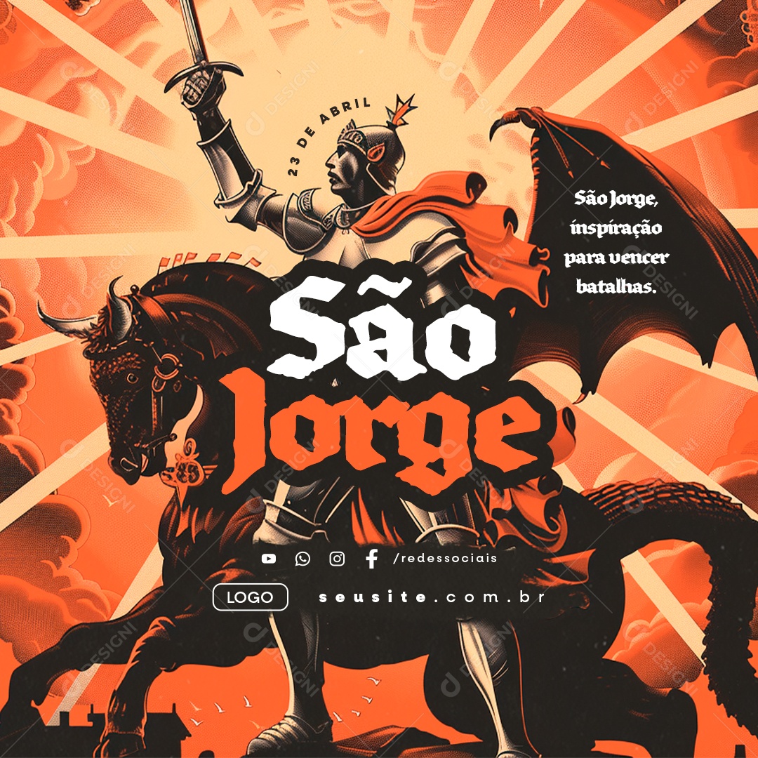 Saint George's Day April 23 Inspiration to Win Battles Editable Social Media PSD