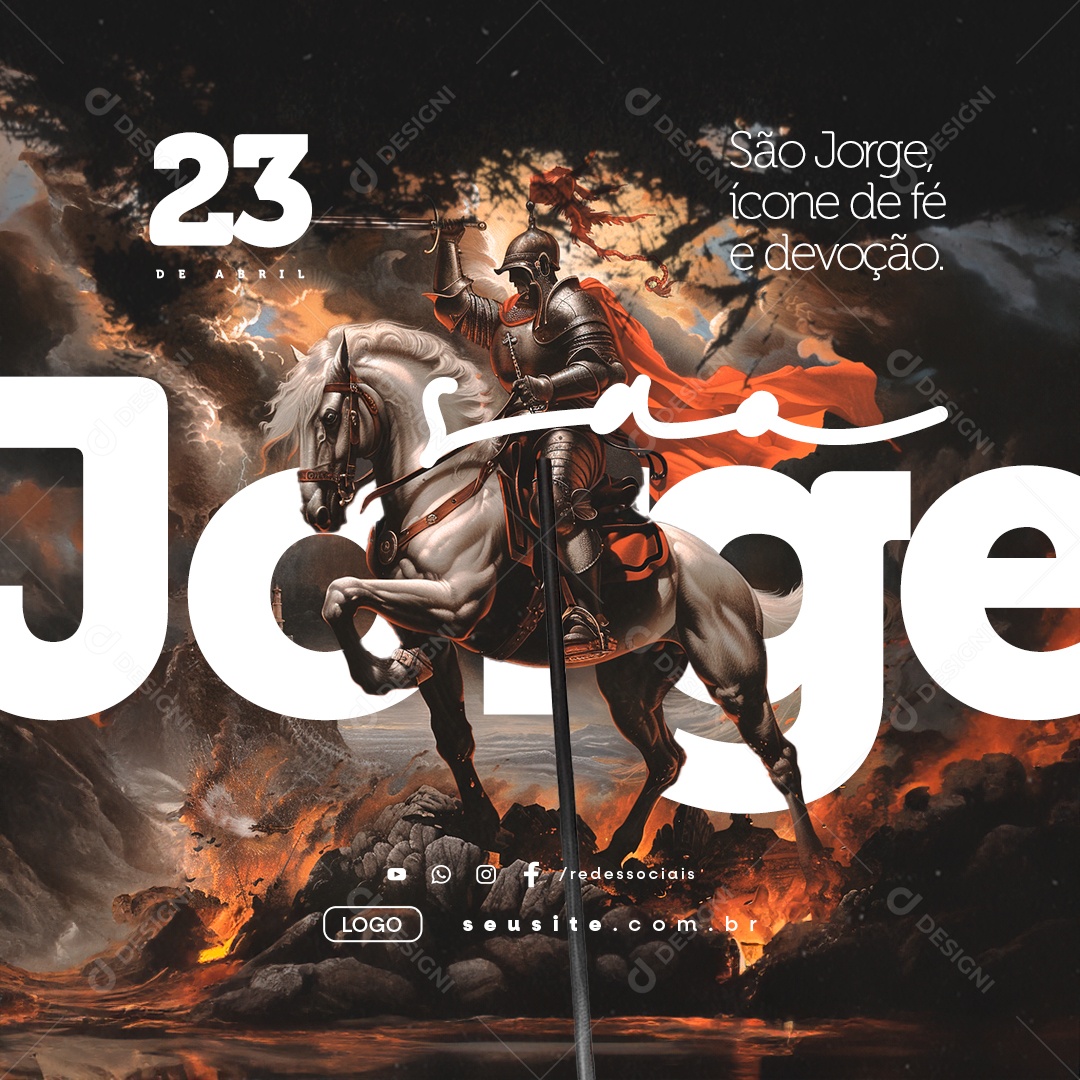 Dia De São Jorge 23 De Abril Ícone de Fé e Devoção Social Media PSD Editável