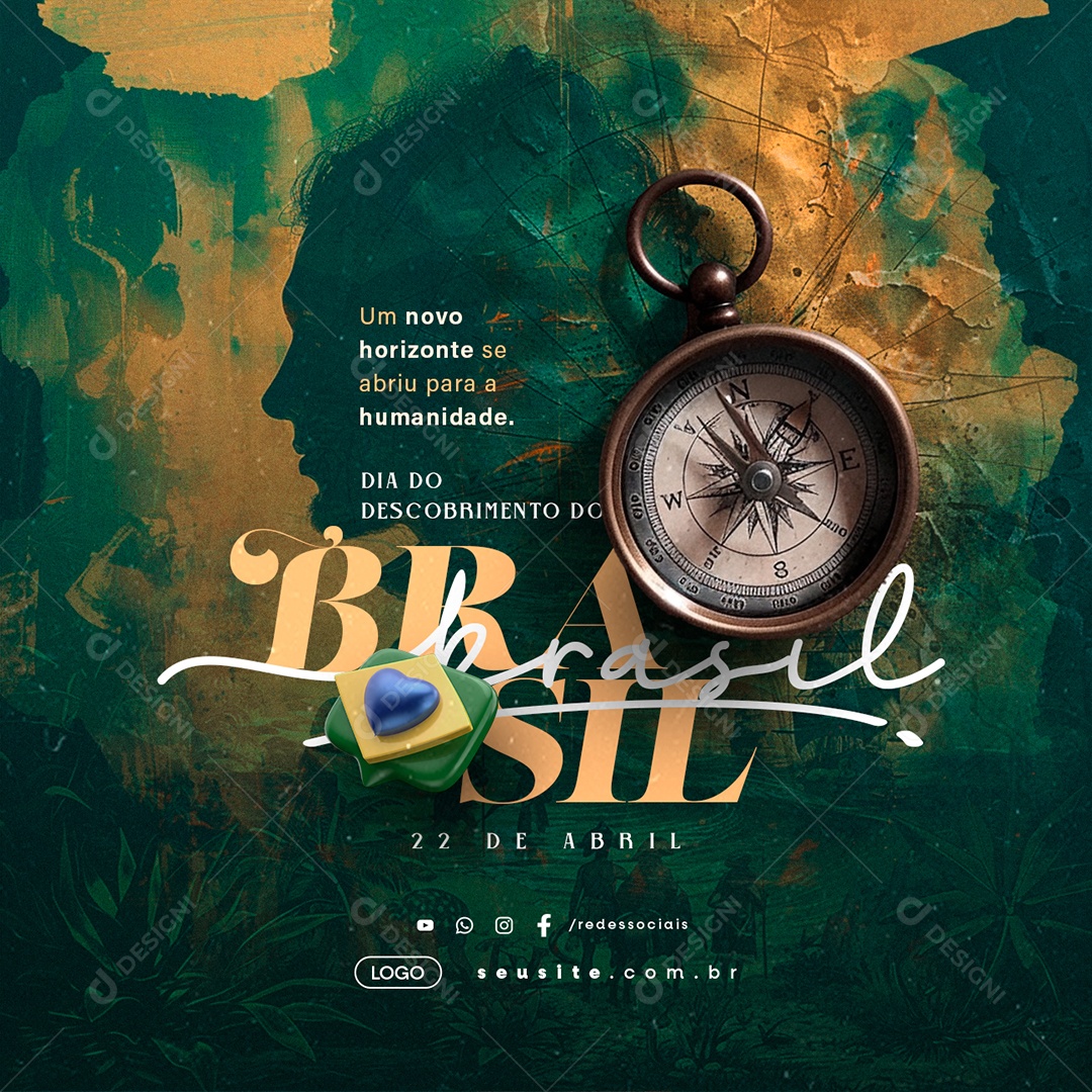 Dia Do Descobrimento Do Brasil 22 de Abril Um Novo Horizonte Social Media PSD Editável