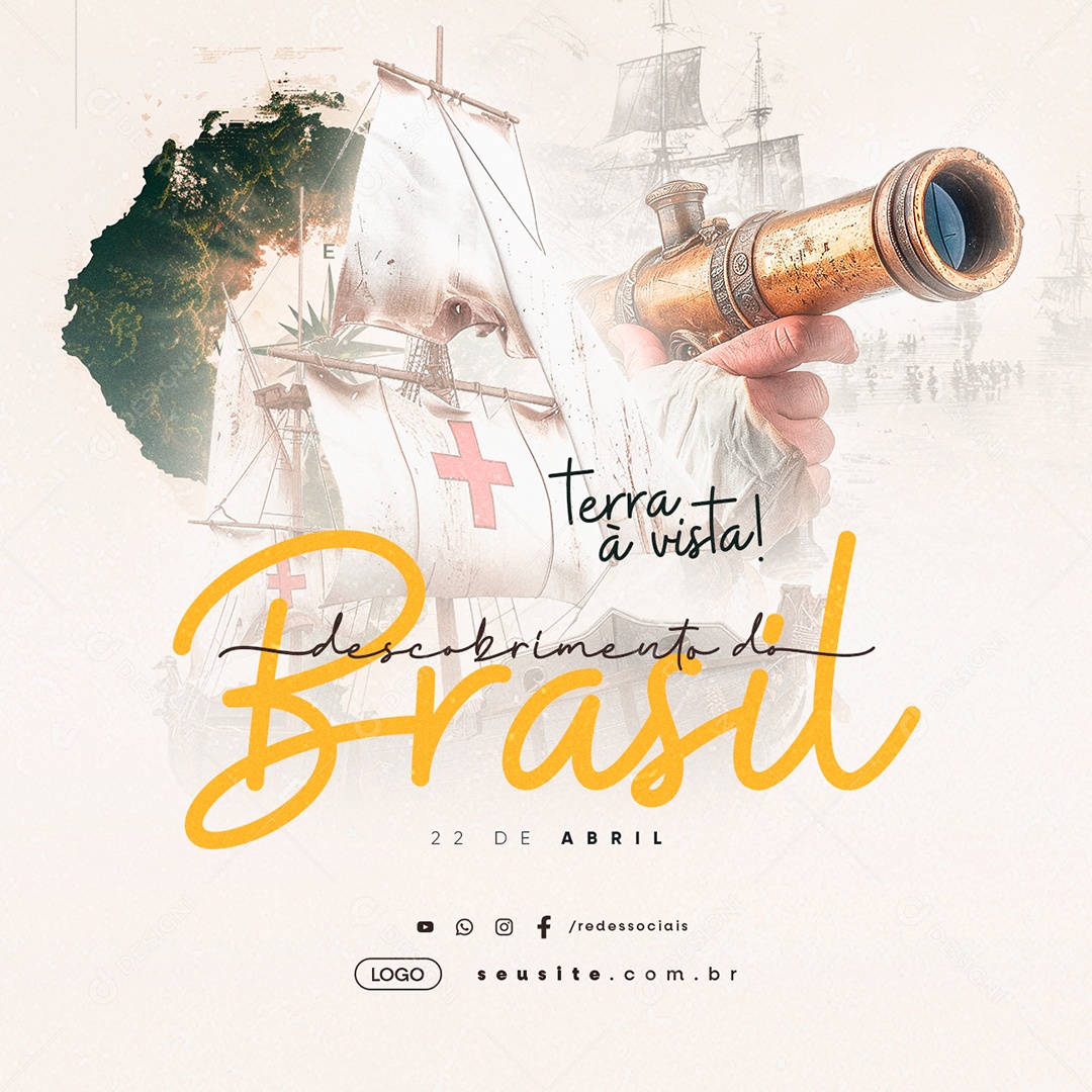 Dia Do Descobrimento Do Brasil 22 de Abril Terra à Vista Social Media PSD Editável
