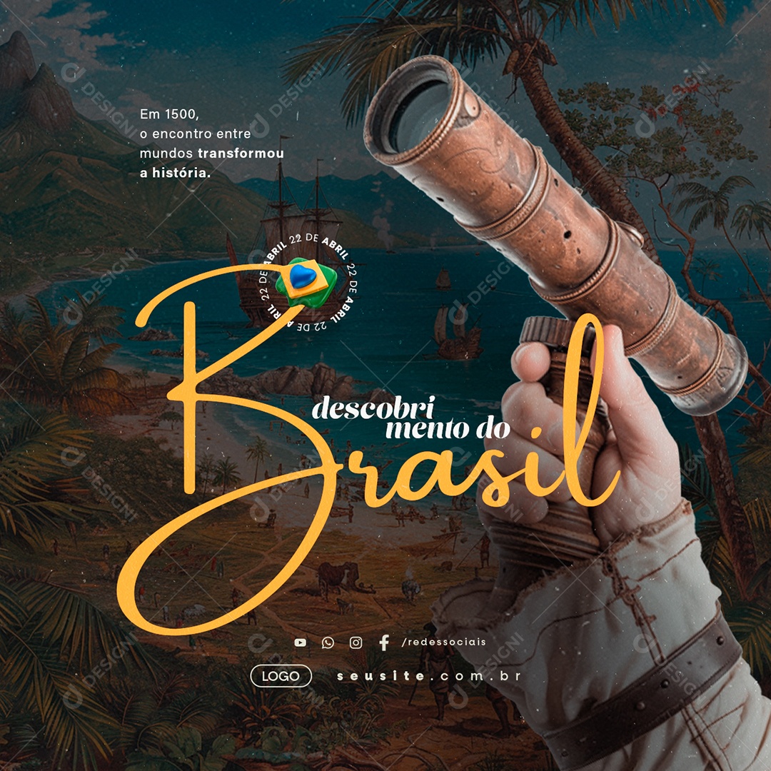 Social Media Dia Do Descobrimento Do Brasil 22 de Abril PSD Editável
