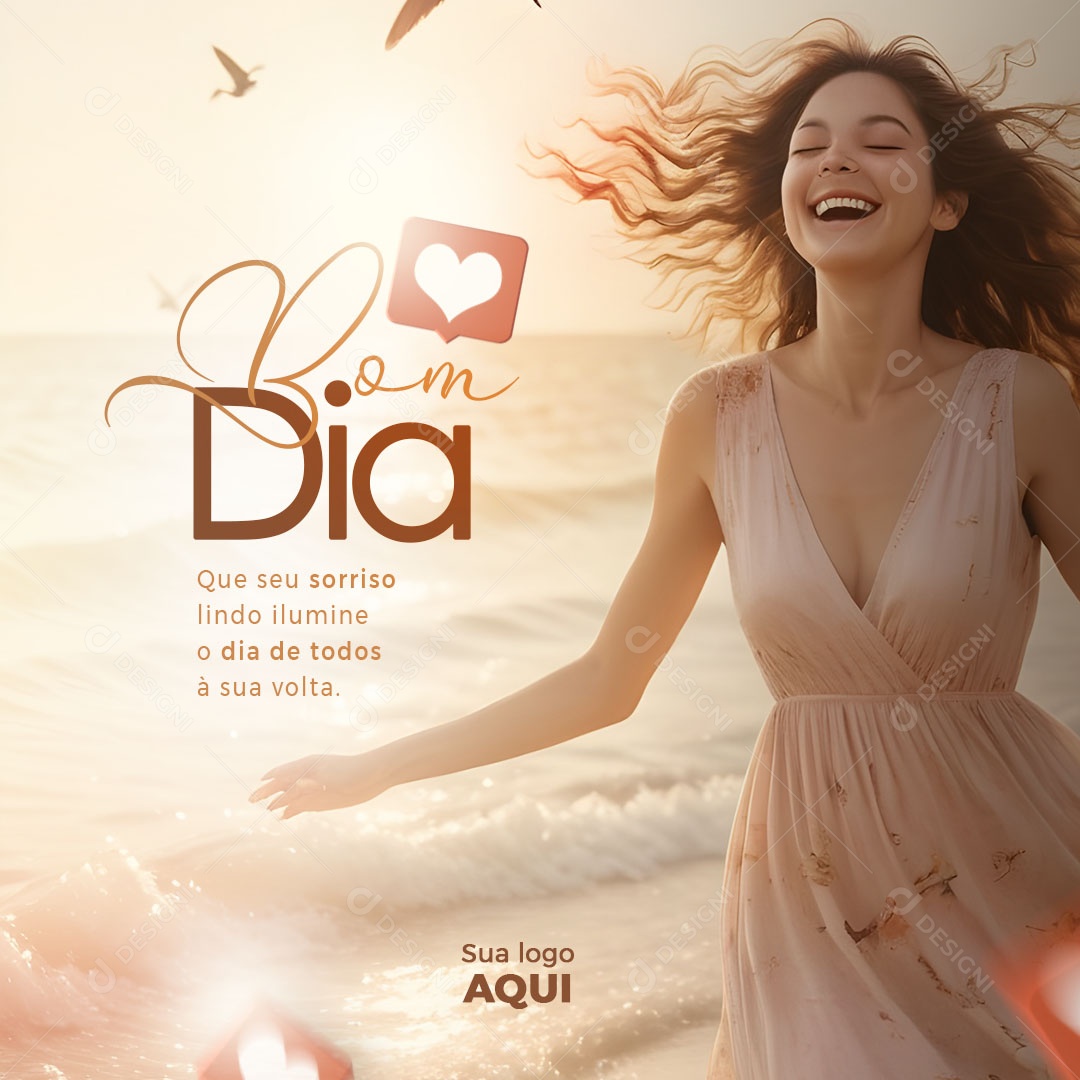 Bom Dia que seu Sorriso Lindo Iumine Social Media PSD Editável