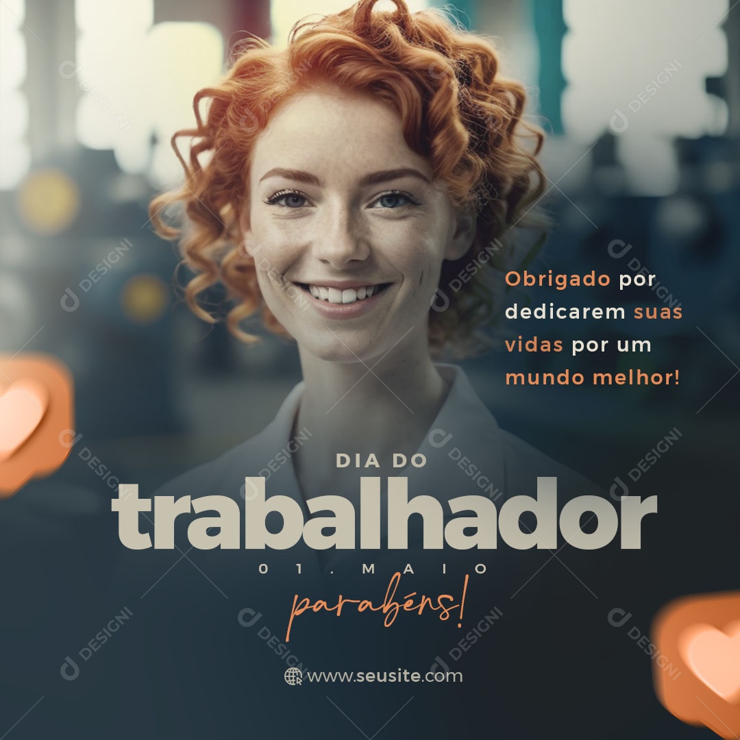 Dia do Trabalhador 1 de Maio Obrigado Social Media PSD Editável