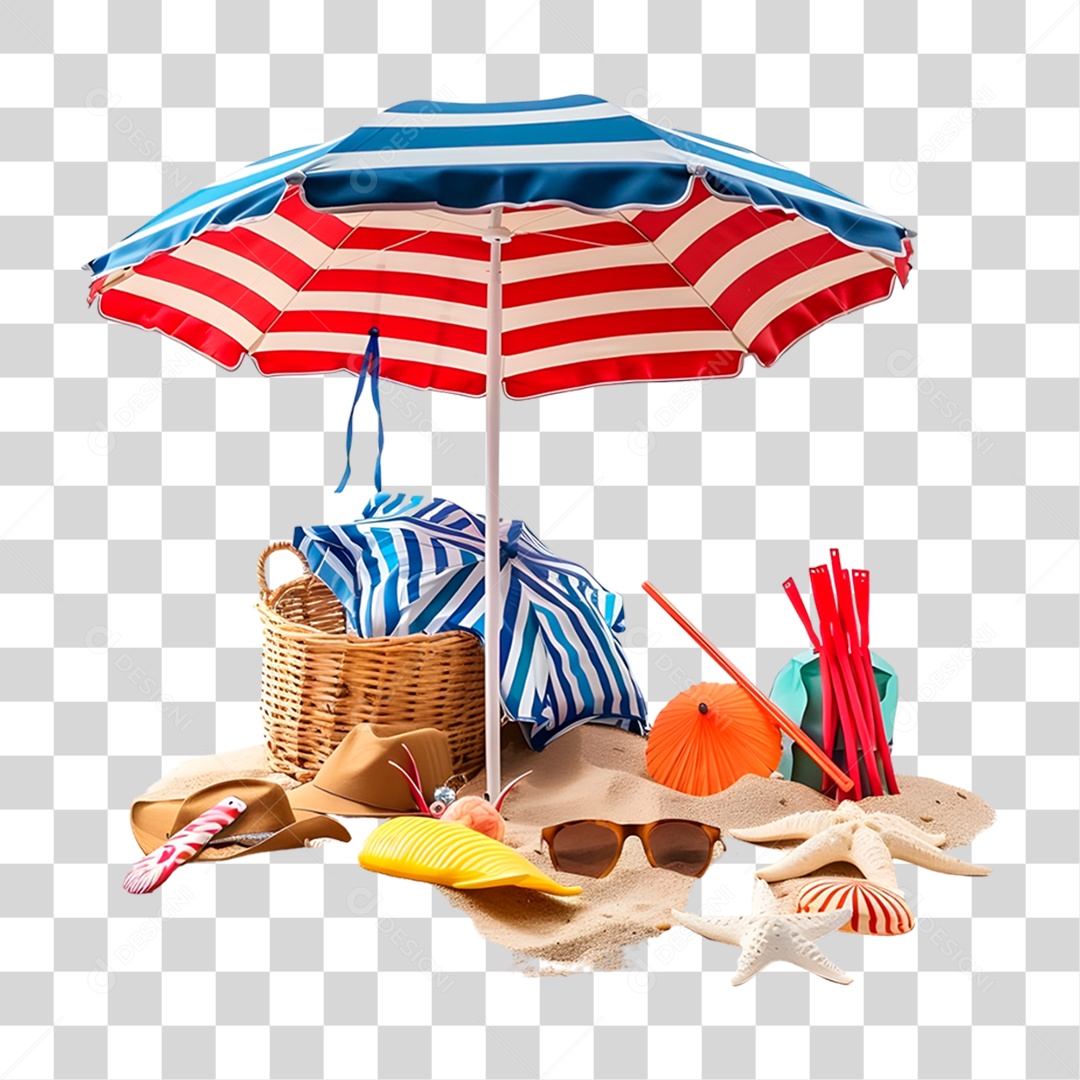 Desenho de Utensílios de Praia PNG Transparente