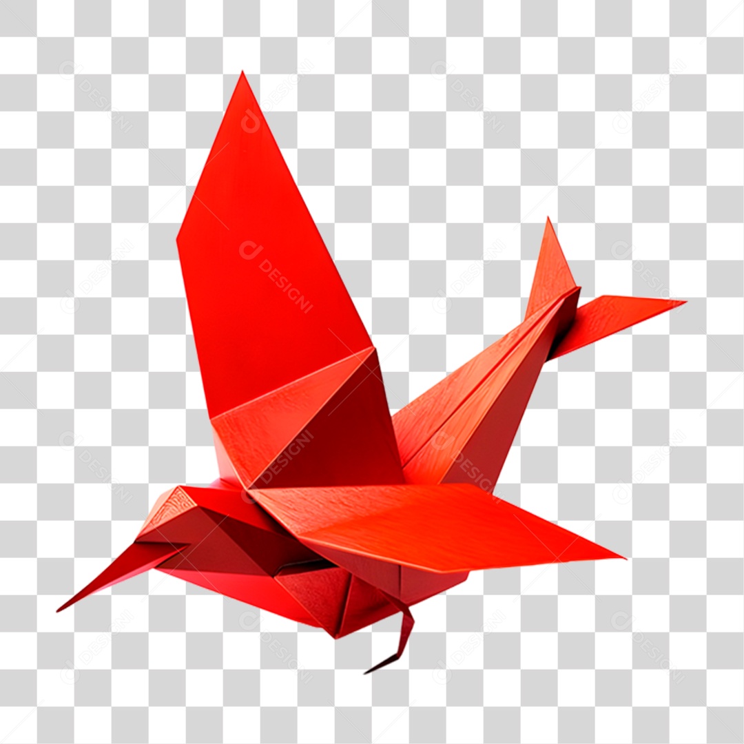 Pássaro Origâmi Vermelho PNG Transparente