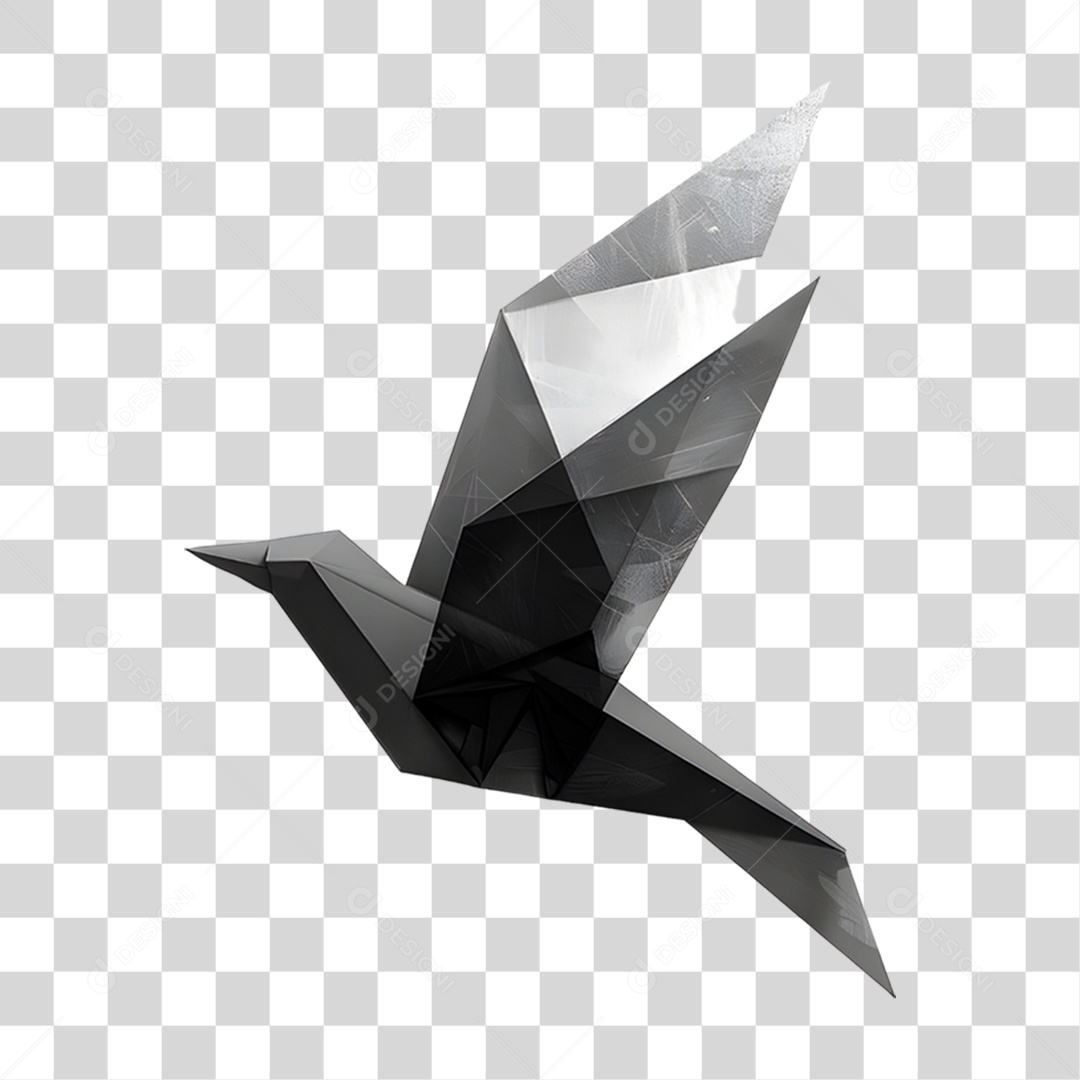 Pássaro Origâmi Preto PNG Transparente