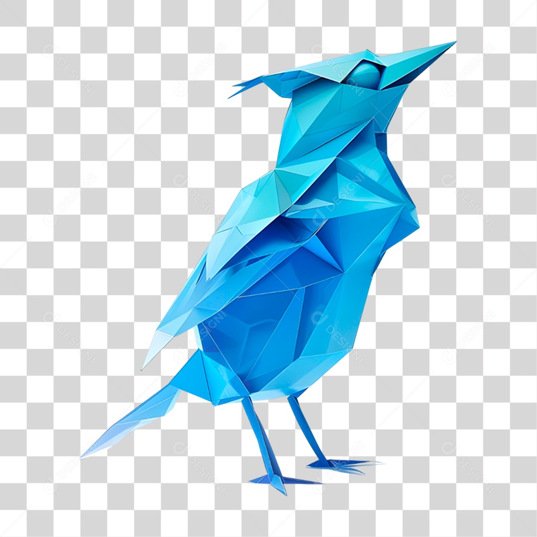 Pássaro Origâmi Azuçl PNG Transparente