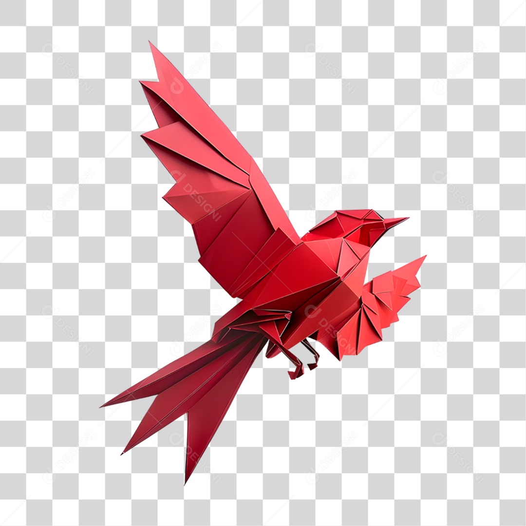 Pássaro Origâmi Vermelho PNG Transparente