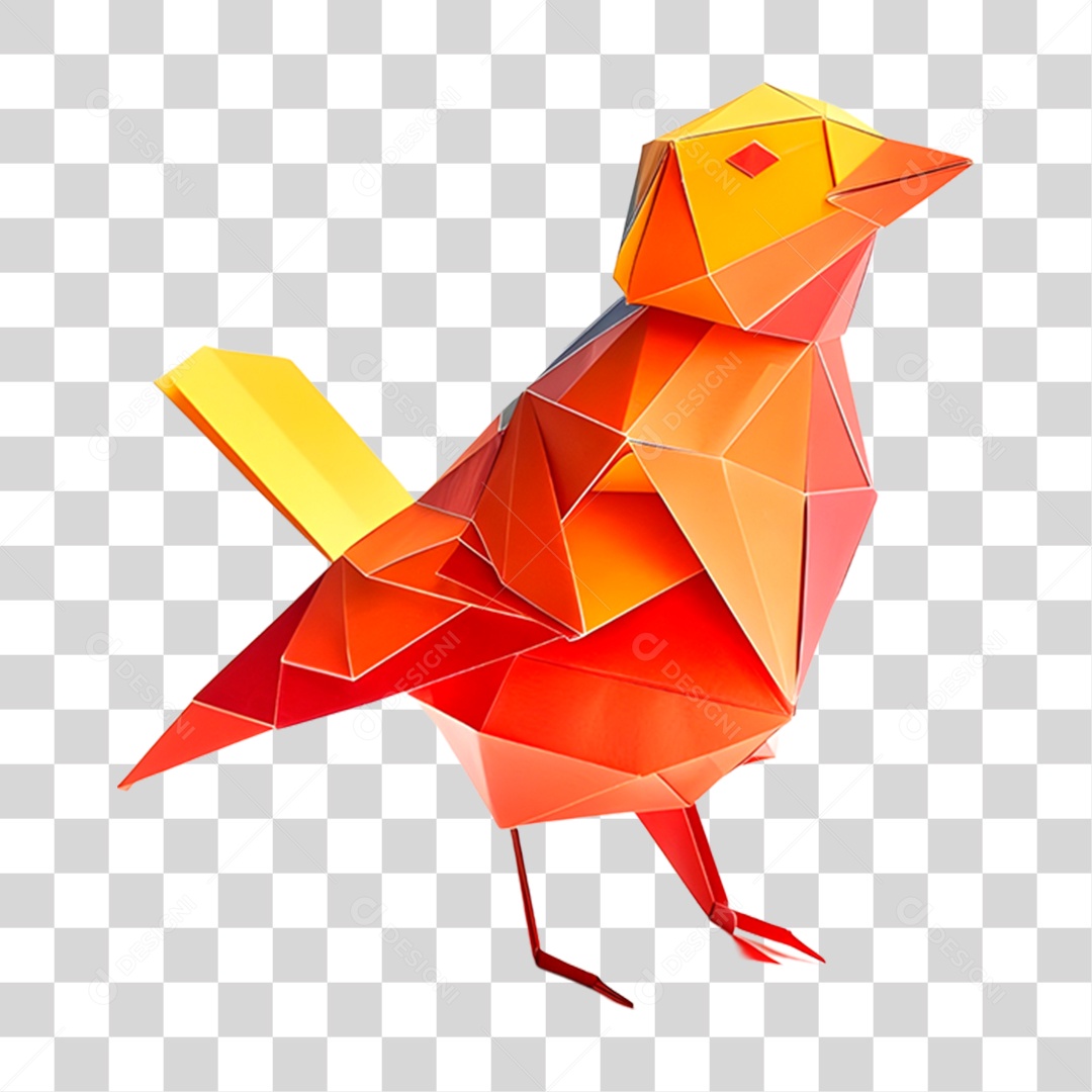 Pássaro Origâmi Laranja PNG Transparente