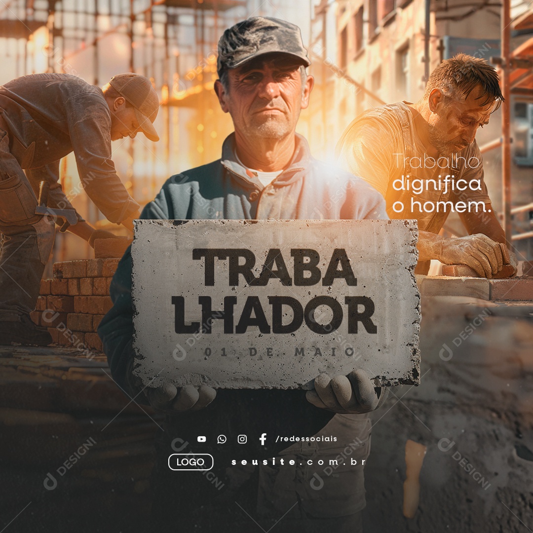 Social Media Dia Do Trabalhador 01 de Maio Trabalho Dignifica o Homem PSD Editável