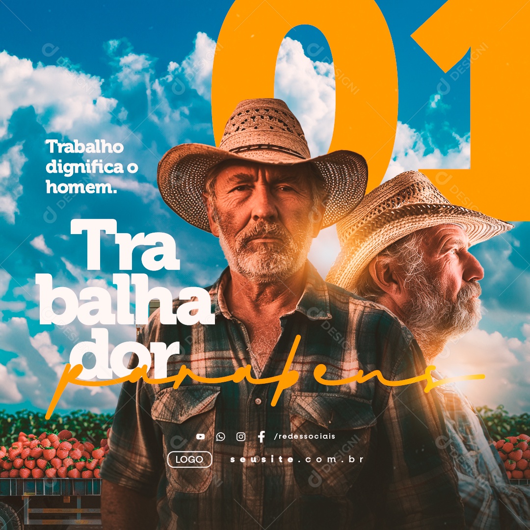 Dia Do Trabalhador 01 de Maio Trabalho Dignifica o Homem Social Media PSD Editável