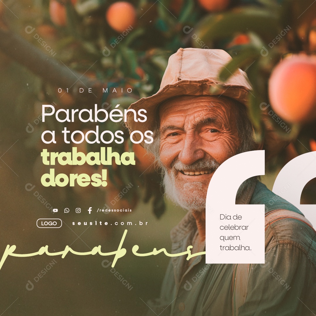 Dia Do Trabalhador 01 de Maio Parabéns a Todos os Trabalhadores Social Media PSD Editável