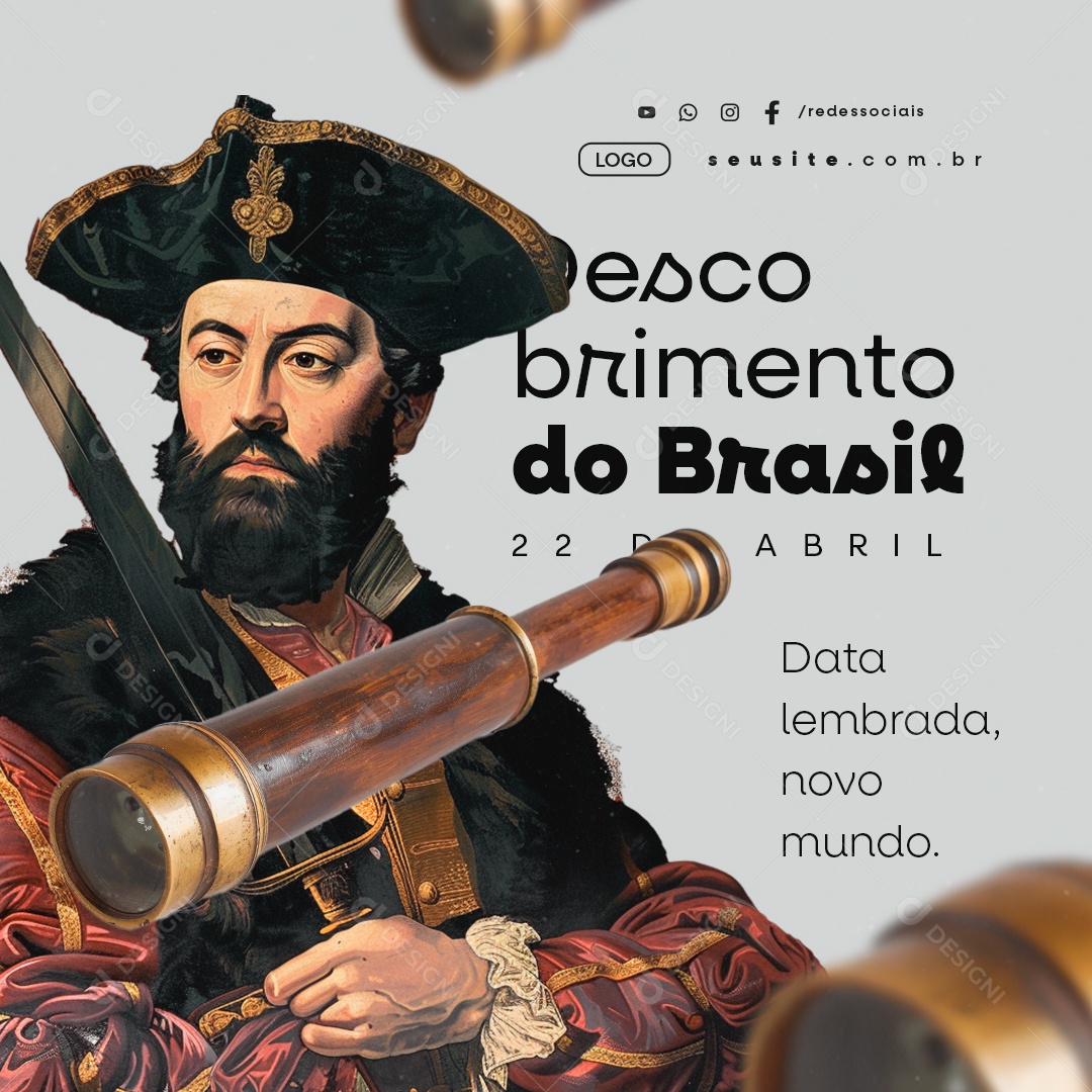 Dia Do Descobrimento Do Brasil 22 de Abril Data Lembrada Social Media PSD Editável