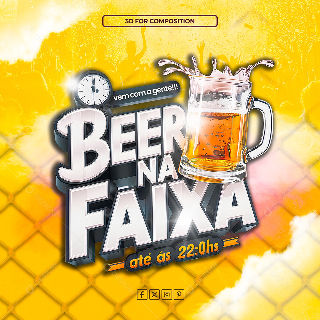 Beer na Faixa Selo 3D para Composição PSD