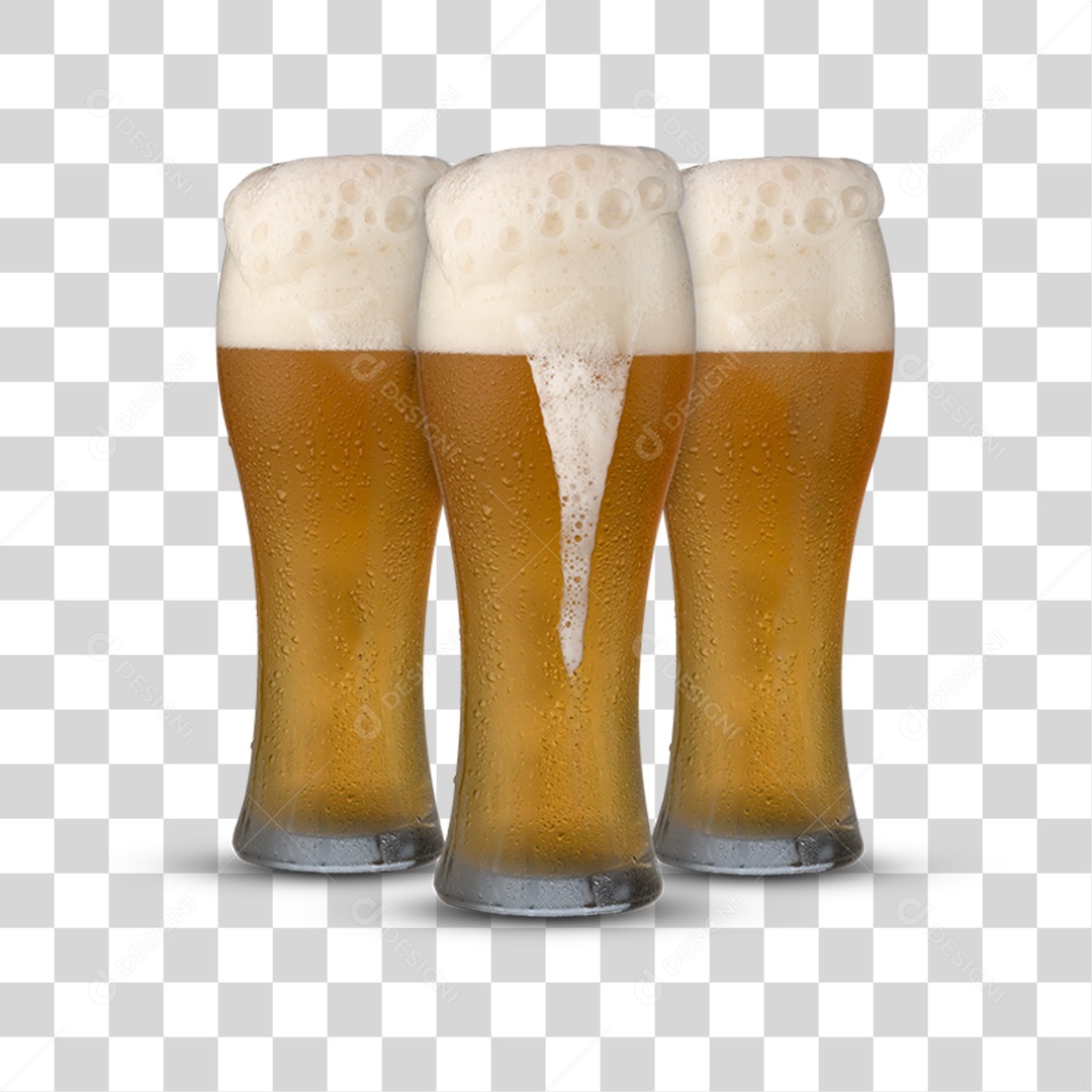 Três Copos de Cerveja PNG Transparente