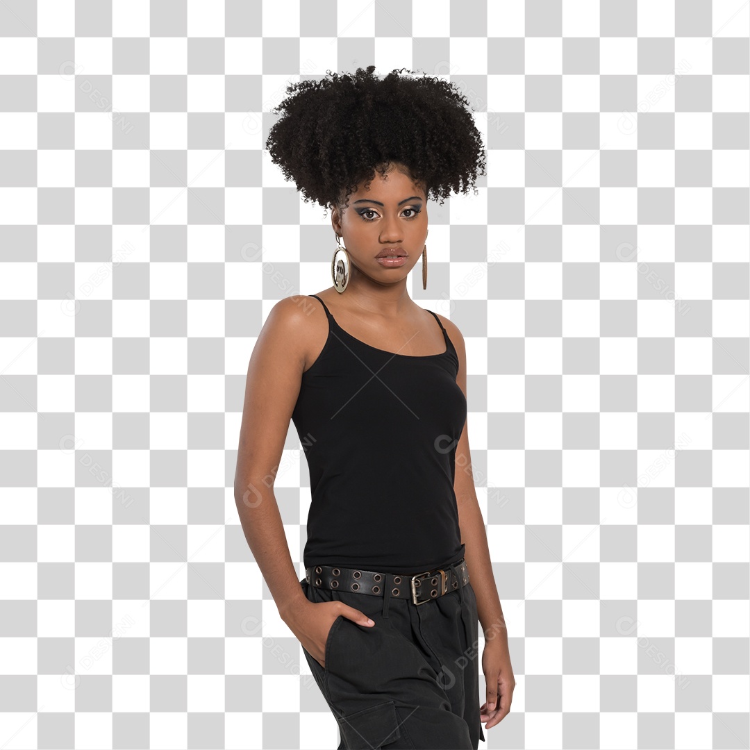 Mulher Morena Estilosa PNG Transparente