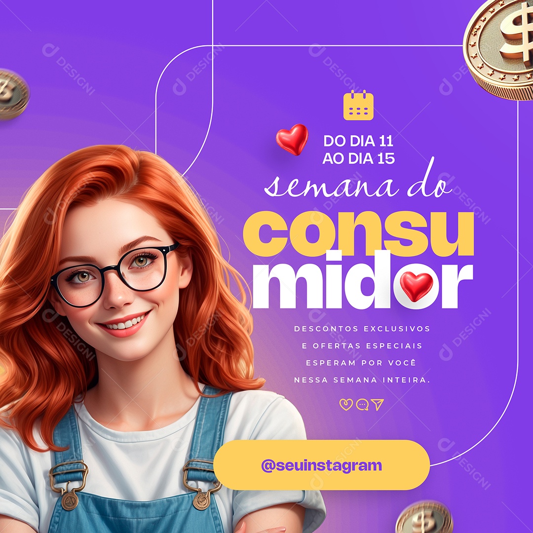 Dia Do Consumidor 15 de Março Descontos Exclusivos Social Media PSD Editável