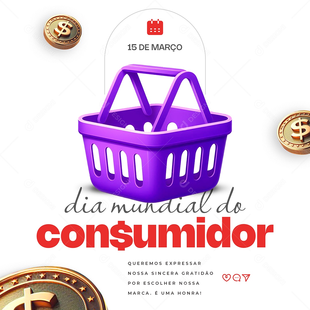 Dia Do Consumidor 15 de Março Gratidão por Escolher nossa Marca Social Media PSD Editável