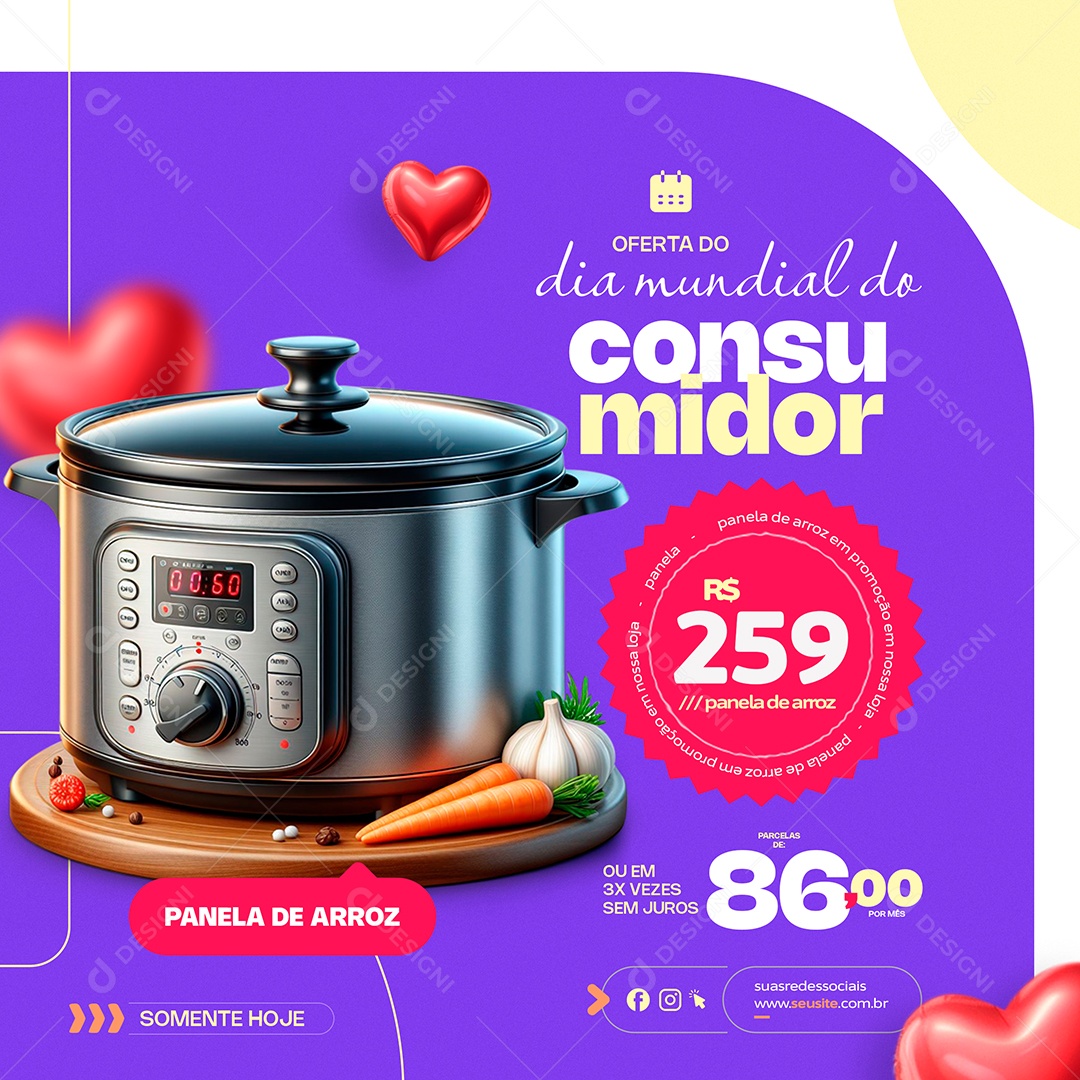 Dia Do Consumidor 15 de Março Panela de Arroz 259 Social Media PSD Editável