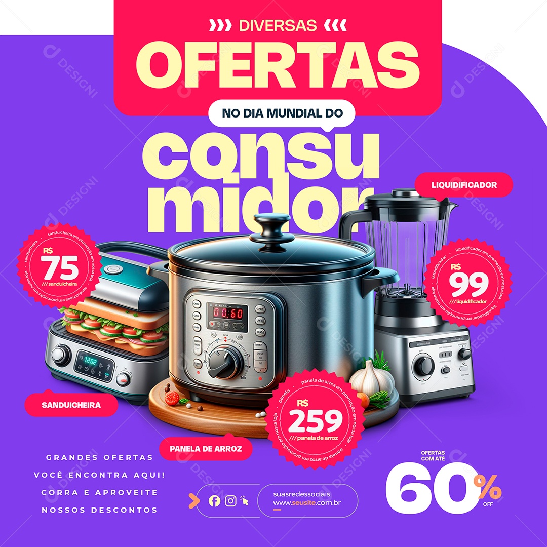 Dia Do Consumidor 15 de Março Diversas Ofertas Social Media PSD Editável