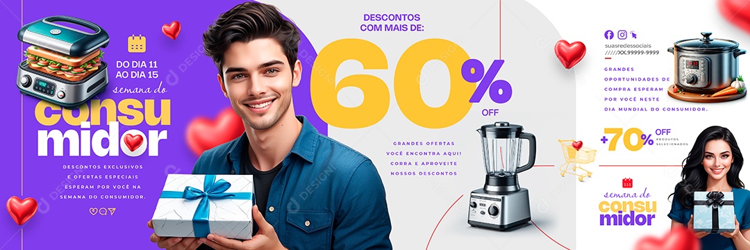 Carrossel Dia Do Consumidor 15 de Março Grandes Ofertas Social Media PSD Editável