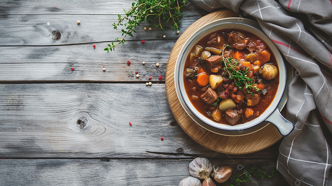 Prato De Carne Bourguignon com temperos do lado