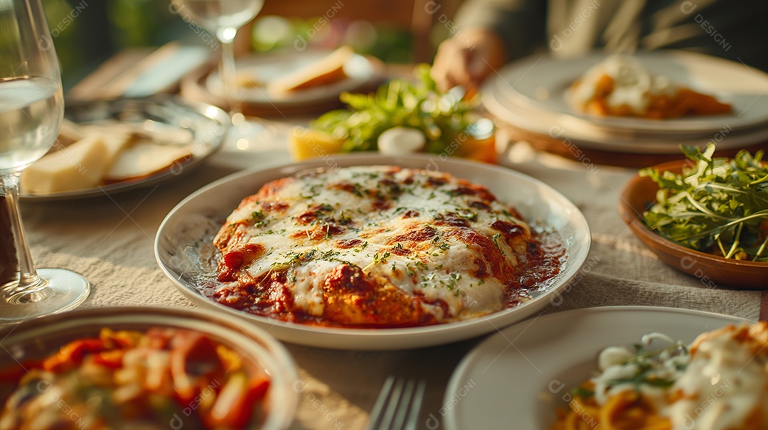 Frango Parmesão na mesa