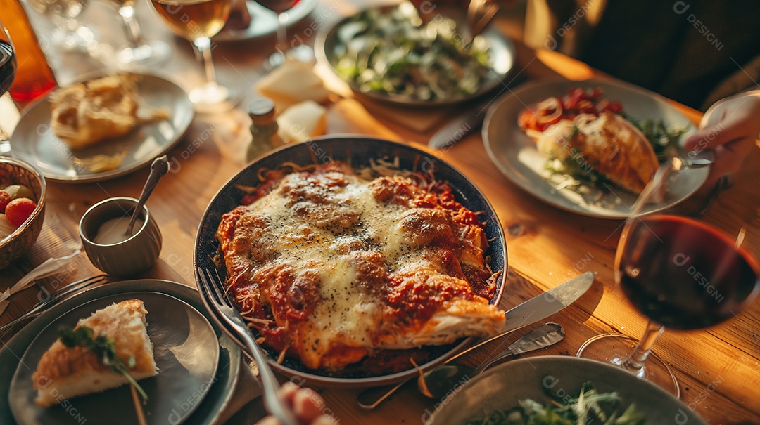 Frango Parmesão na mesa