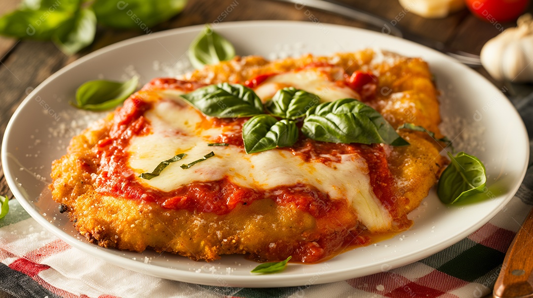 Frango Parmesão na mesa