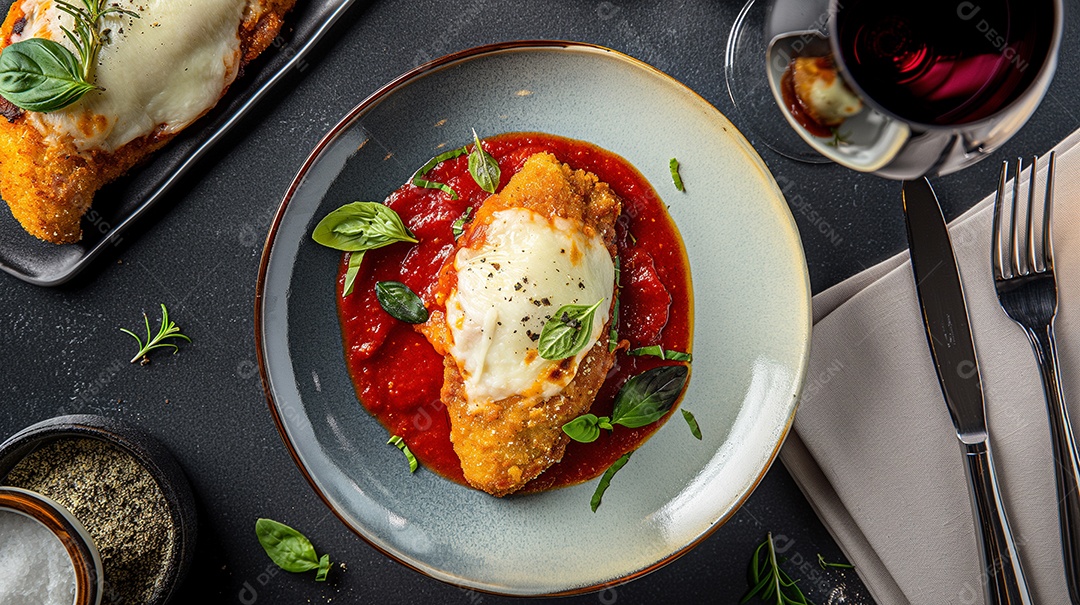 Frango Parmesão na mesa