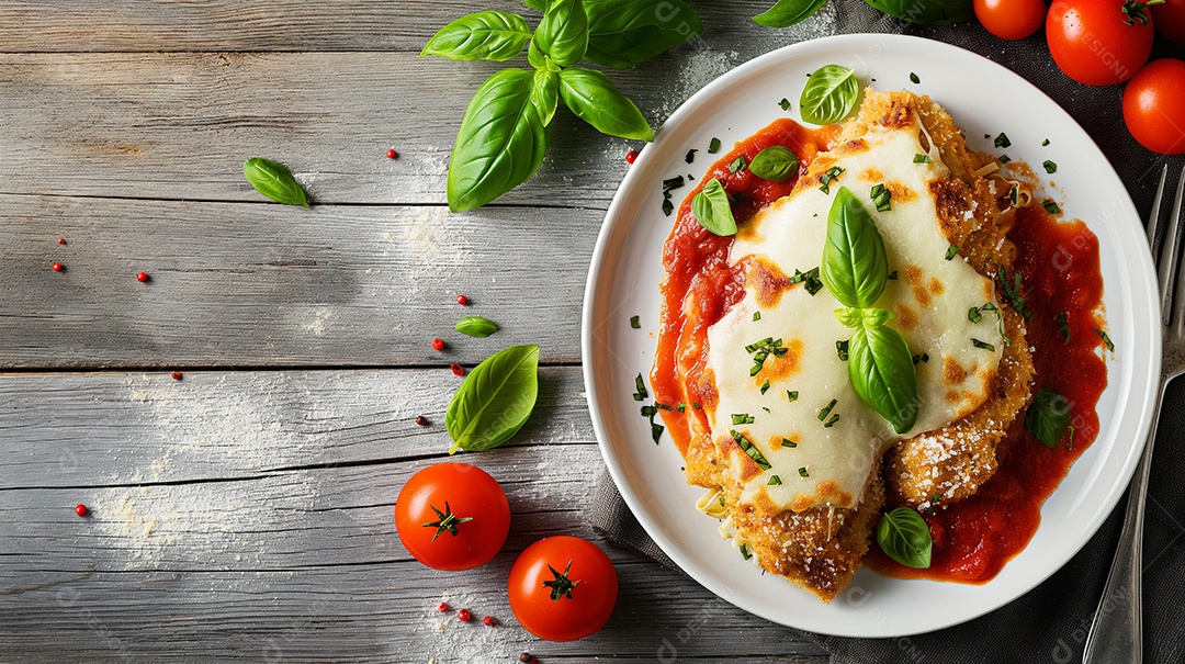 Frango Parmesão na mesa