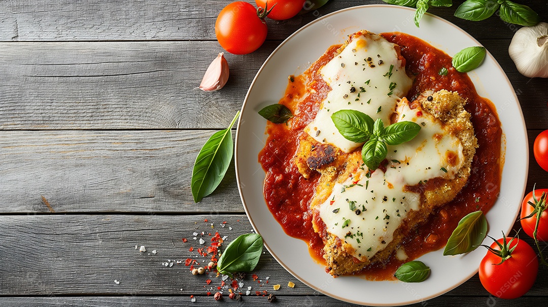 Frango Parmesão na mesa