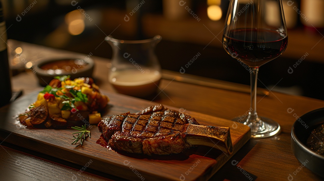 Churrasco com um bom vinho