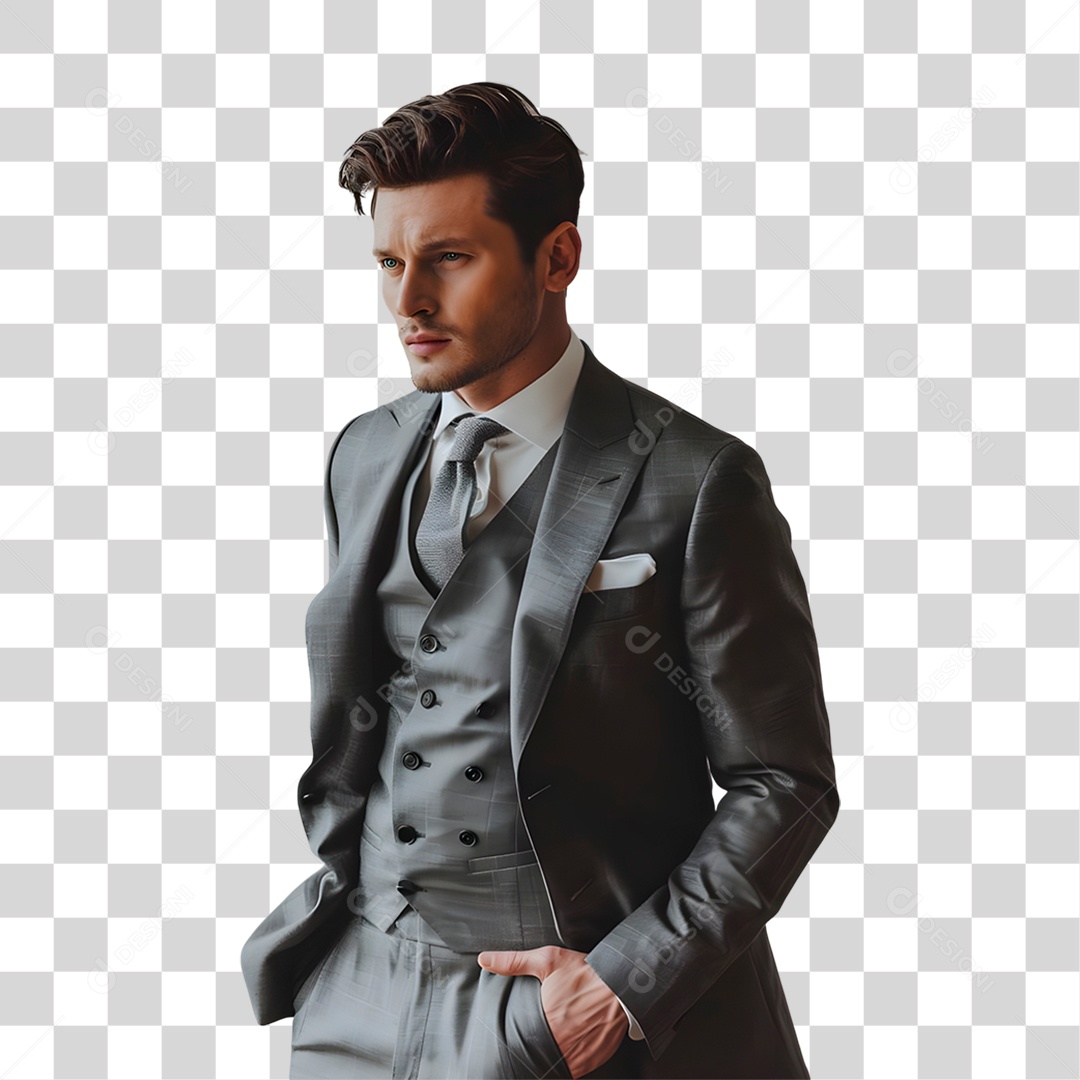 Homem De Terno Com Mãos No Bolso PNG Transparente