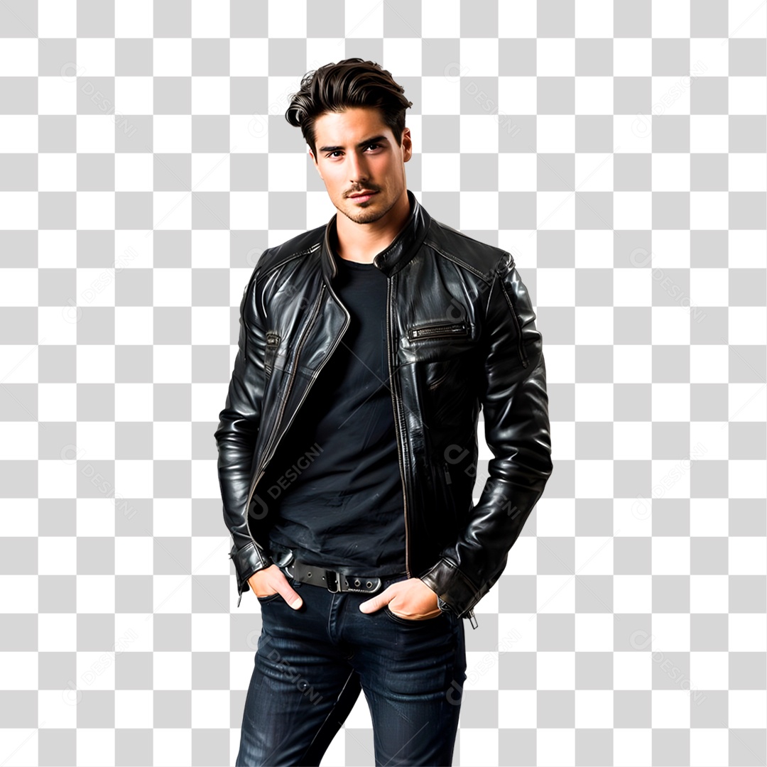 Homem Modelo  De Jaqueta Preta PNG Transparente