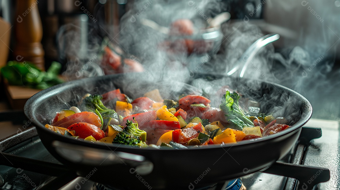 Ratatouille quente na cozinha