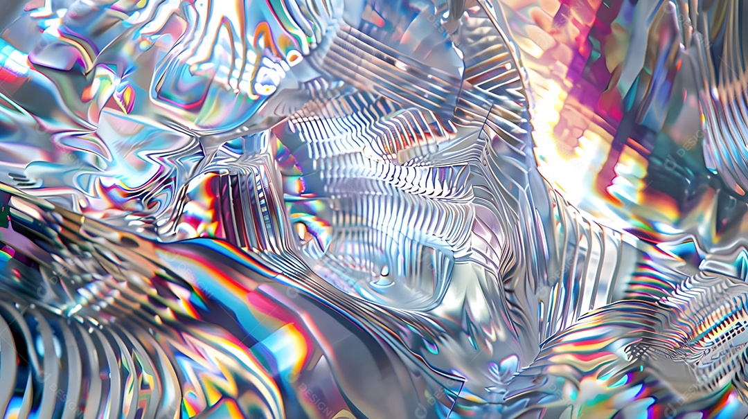 Fundo de vidro abstrato holográfico com folha iridescente