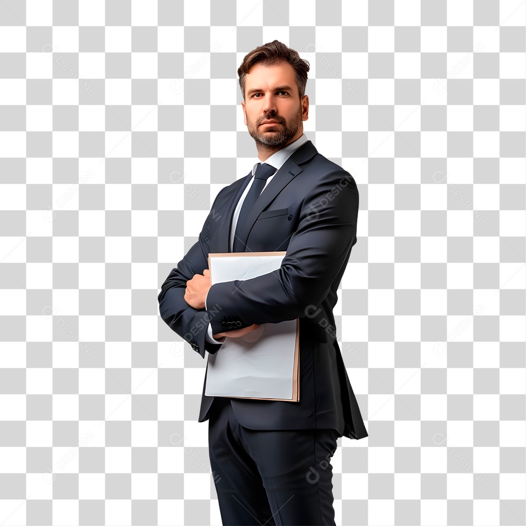 Homem De Terno Com Prancheta PNG Transparente