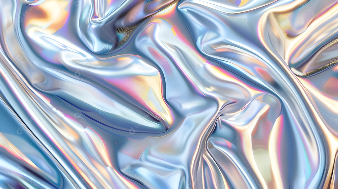 Fundo abstrato holográfico azul-rosa com folha iridescente