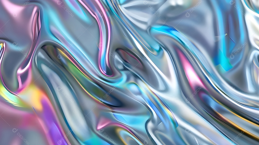 Fundo abstrato holográfico azul-rosa com folha iridescente