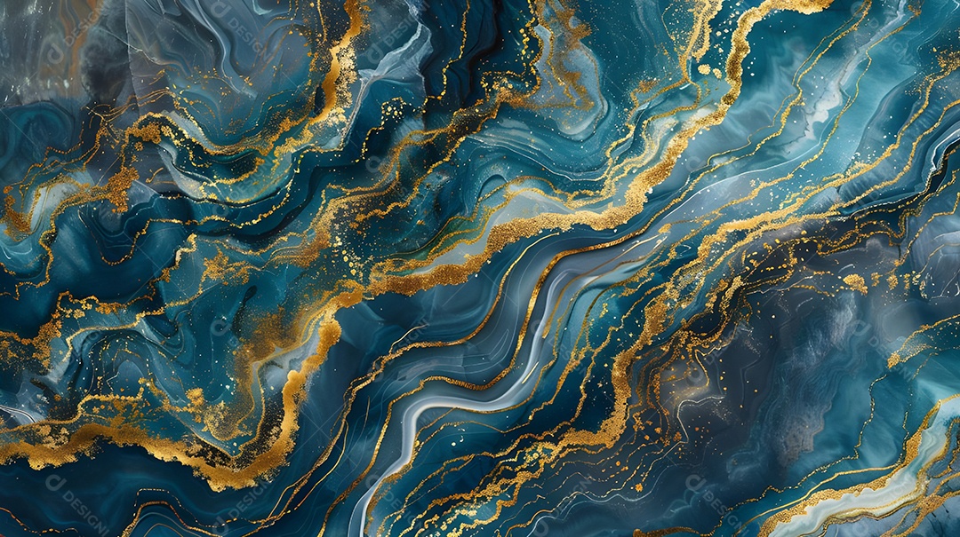 Fundo de textura de mármore azul dourado