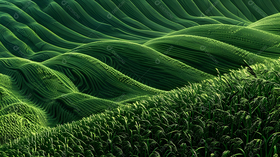 Fundo ondulado de plantação abstrata verde inspirado em campos verdes exuberantes