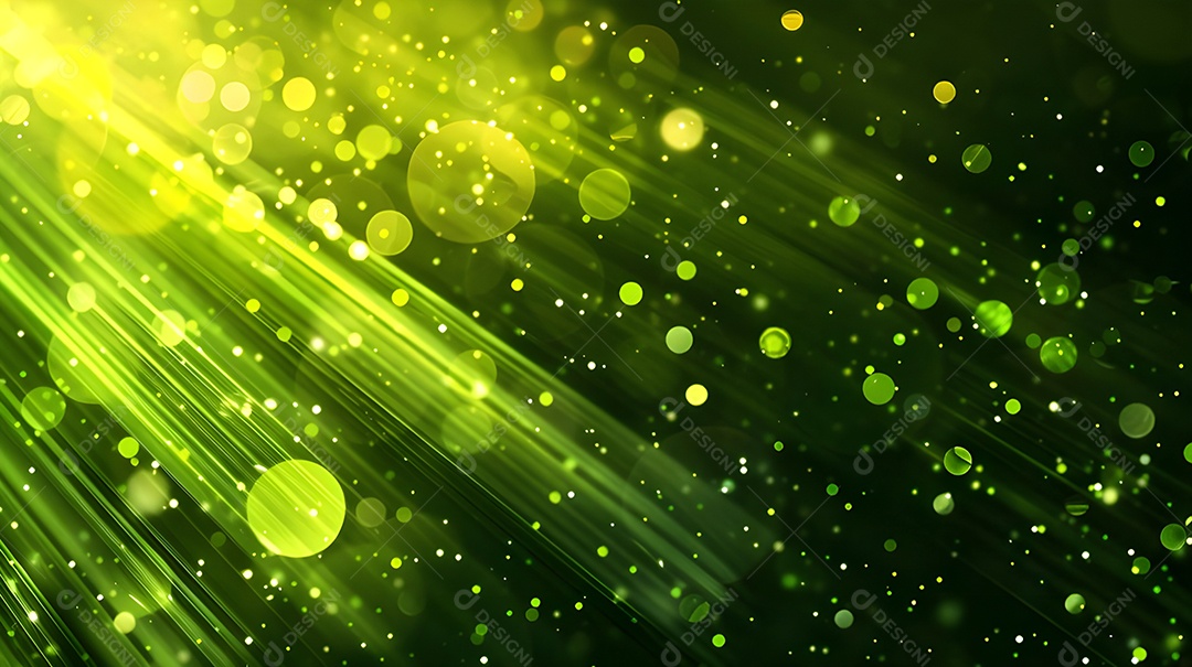 Fundo verde abstrato com bokeh e raios