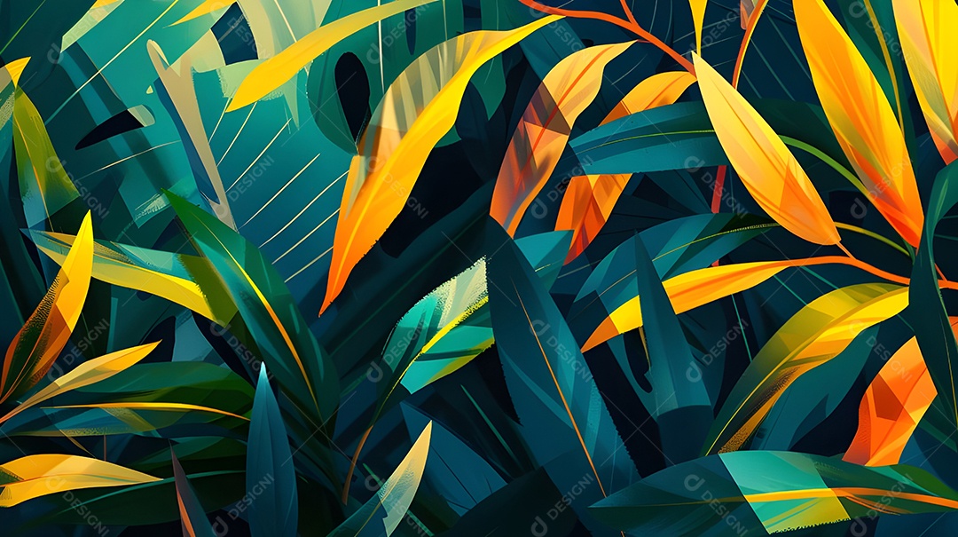 Fundo de folhas exóticas da selva