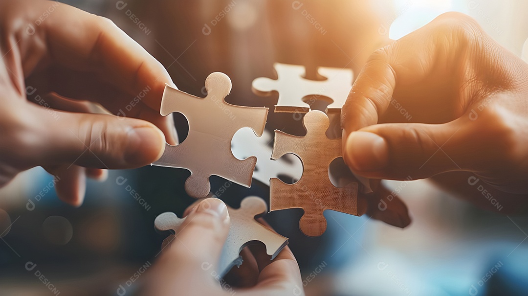 Peças de quebra-cabeça nas mãos