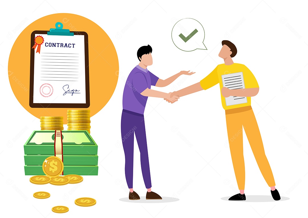 Contrato Virtual Ilustração Vetor EPS + AI