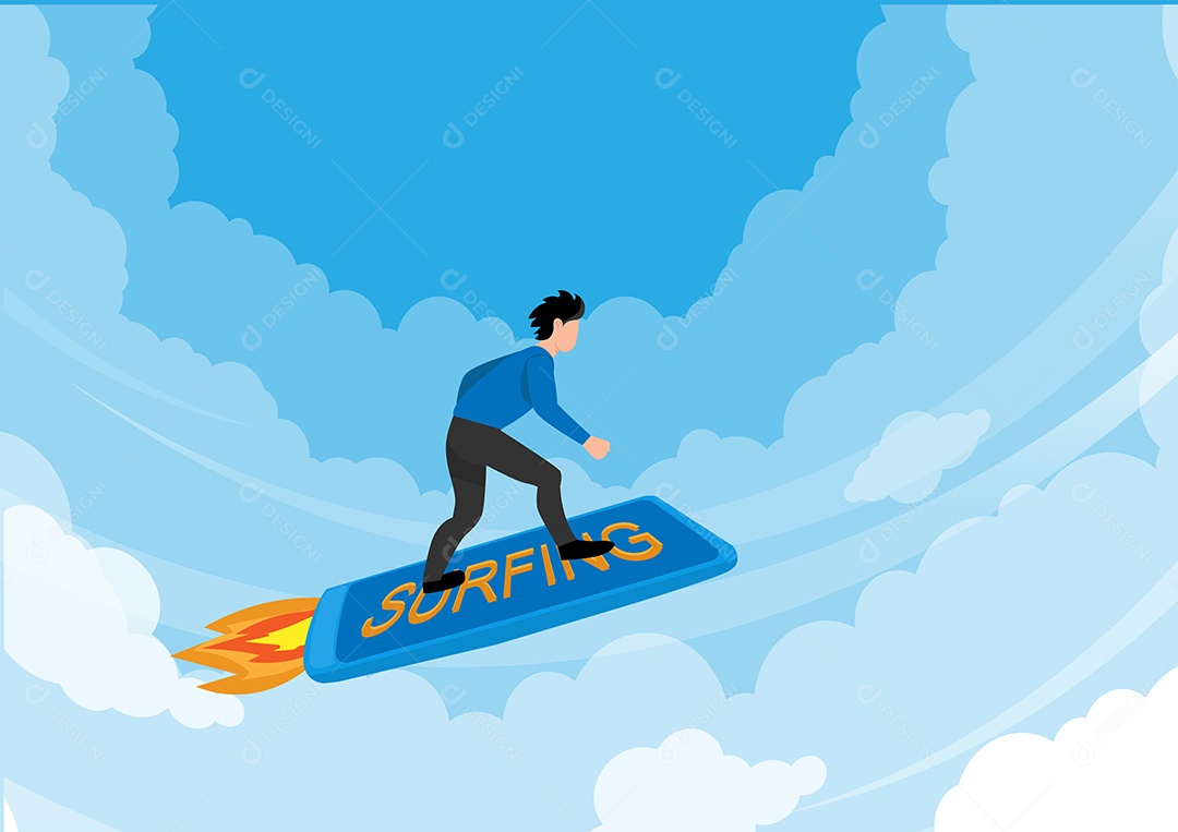 Garoto Voando em um Smartfone Vetor EPS + AI