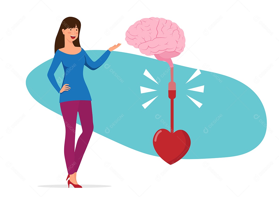 Coração e Cérebro Conectados Vetor EPS + AI