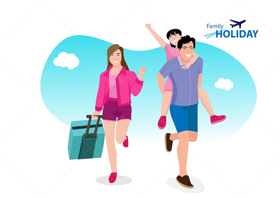 Família Viajando Ilustração Vetor EPS + AI