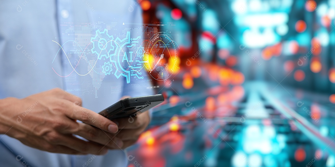 Homem jovem empresário mexendo em seu celular smartphone